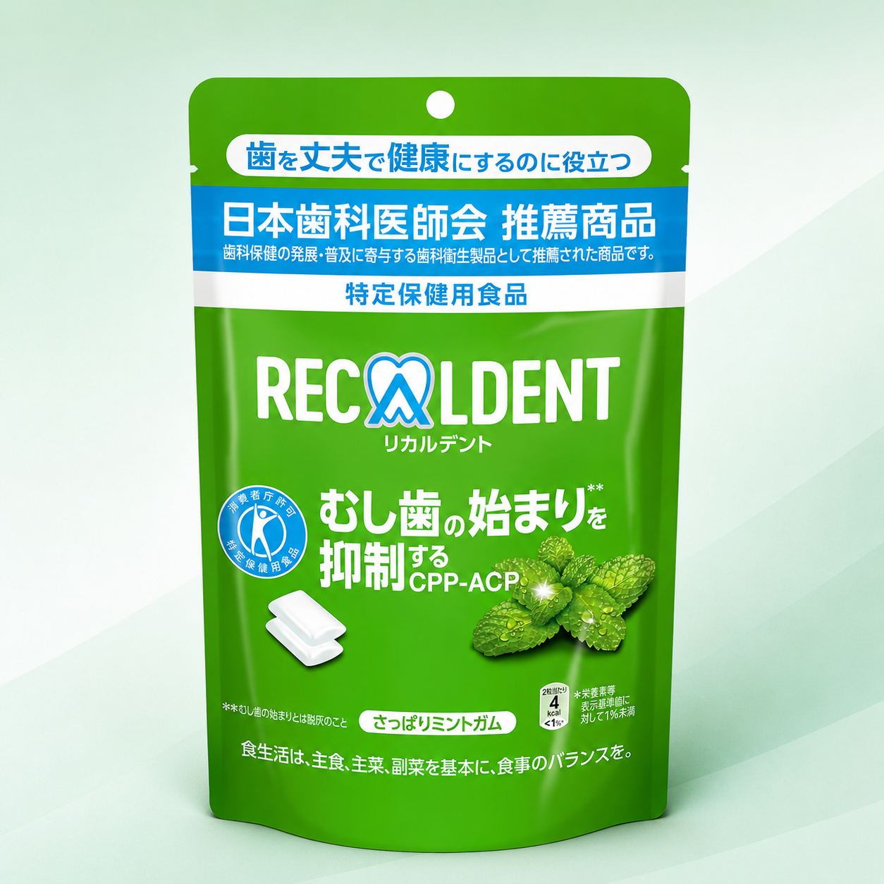 Recaldent Mint Refill Pouch — Sugar-Free Chewing Gum